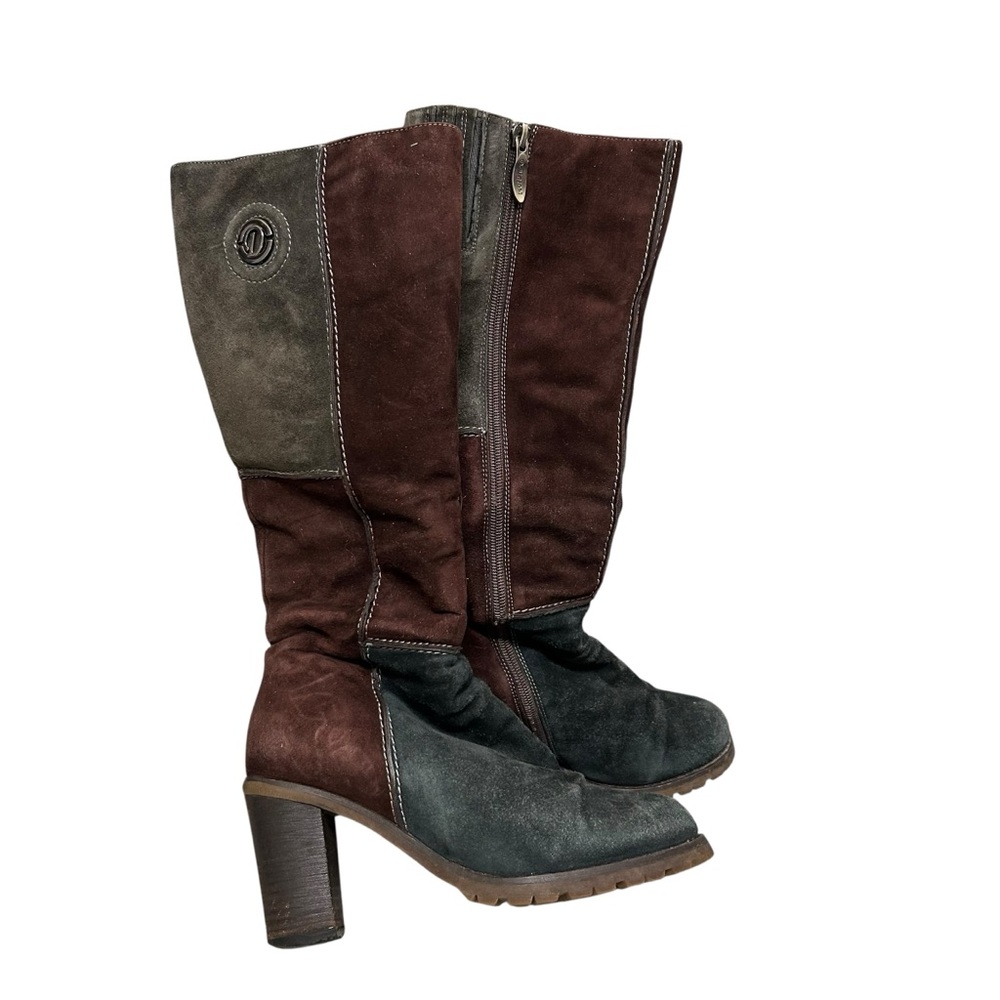 D. Bigioni Patchwork Suede Leather High Heel Boots Size 37